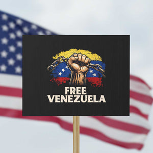 Free Venezuela Flag Chain Breaker Protest Sign Powerful Liberation for Liberation Supporters TS02 Horizontal 18" × 24" Black Print Your Wear