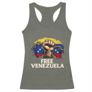 Free Venezuela Flag Chain Breaker Racerback Tank Top Powerful Liberation for Liberation Supporters TS02 Military Green Print Your Wear