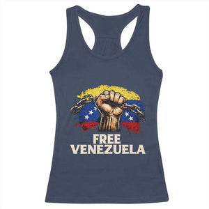 Free Venezuela Flag Chain Breaker Racerback Tank Top Powerful Liberation for Liberation Supporters TS02 Navy Print Your Wear