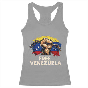 Free Venezuela Flag Chain Breaker Racerback Tank Top Powerful Liberation for Liberation Supporters TS02 Sport Gray Print Your Wear