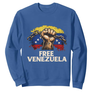 Free Venezuela Flag Chain Breaker Sweatshirt Powerful Liberation for Liberation Supporters TS02 Royal Blue Print Your Wear