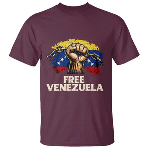 Free Venezuela Flag Chain Breaker T Shirt Powerful Liberation for Liberation Supporters TS02 Maroon Print Your Wear