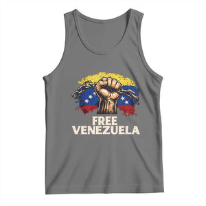 Free Venezuela Flag Chain Breaker Tank Top Powerful Liberation for Liberation Supporters TS02 Black Heather Print Your Wear