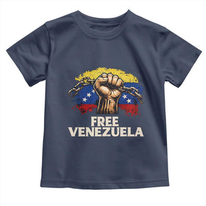 Free Venezuela Flag Chain Breaker Toddler T Shirt Powerful Liberation for Liberation Supporters TS02 Navy Print Your Wear