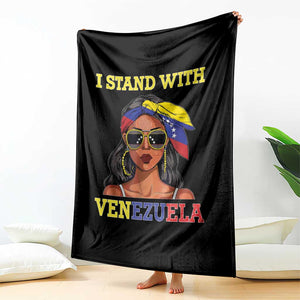 Stand With Venezuela Patriotic Throw Blanket Venezuelan Flag Empowering Afro Latina Messy Bun Bandana TS02 Print Your Wear