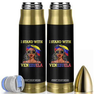 Stand With Venezuela Patriotic Bullet Tumbler Venezuelan Flag Empowering Afro Latina Messy Bun Bandana TS02 Black Print Your Wear