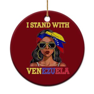 Stand With Venezuela Patriotic Ceramic Ornament Venezuelan Flag Empowering Afro Latina Messy Bun Bandana TS02 1pc Red Print Your Wear