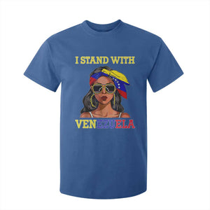 Stand With Venezuela Patriotic T Shirt For Kid Venezuelan Flag Empowering Afro Latina Messy Bun Bandana TS02 Royal Blue Print Your Wear
