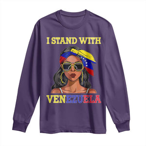 Stand With Venezuela Patriotic Long Sleeve Shirt Venezuelan Flag Empowering Afro Latina Messy Bun Bandana TS02 Purple Print Your Wear