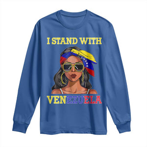 Stand With Venezuela Patriotic Long Sleeve Shirt Venezuelan Flag Empowering Afro Latina Messy Bun Bandana TS02 Royal Blue Print Your Wear