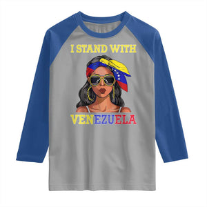Stand With Venezuela Patriotic Raglan Shirt Venezuelan Flag Empowering Afro Latina Messy Bun Bandana TS02 Sport Gray Royal Print Your Wear