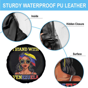 Stand With Venezuela Patriotic Spare Tire Cover Venezuelan Flag Empowering Afro Latina Messy Bun Bandana TS02 Print Your Wear