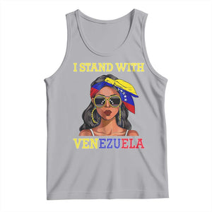 Stand With Venezuela Patriotic Tank Top Venezuelan Flag Empowering Afro Latina Messy Bun Bandana TS02 Athletic Heather Print Your Wear