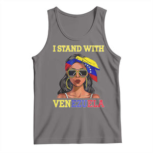 Stand With Venezuela Patriotic Tank Top Venezuelan Flag Empowering Afro Latina Messy Bun Bandana TS02 Deep Heather Print Your Wear