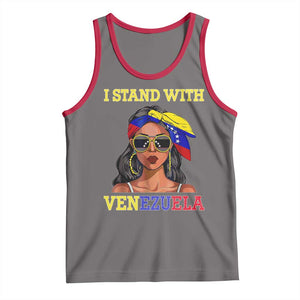 Stand With Venezuela Patriotic Tank Top Venezuelan Flag Empowering Afro Latina Messy Bun Bandana TS02 Deep Heather Red Print Your Wear