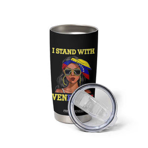 Stand With Venezuela Patriotic Tumbler Cup Venezuelan Flag Empowering Afro Latina Messy Bun Bandana TS02 Print Your Wear