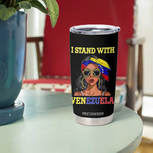 Stand With Venezuela Patriotic Tumbler Cup Venezuelan Flag Empowering Afro Latina Messy Bun Bandana TS02 Print Your Wear