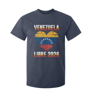 Venezuela Libre 2026 T Shirt For Kid Venezuelan Flag Heart Freedom and National Pride TS02 Navy Print Your Wear