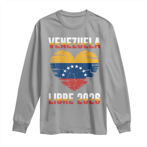 Venezuela Libre 2026 Long Sleeve Shirt Venezuelan Flag Heart Freedom and National Pride TS02 Sport Gray Print Your Wear