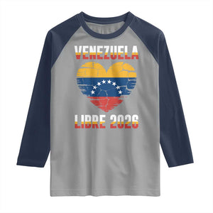 Venezuela Libre 2026 Raglan Shirt Venezuelan Flag Heart Freedom and National Pride TS02 Sport Gray Navy Print Your Wear