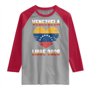 Venezuela Libre 2026 Raglan Shirt Venezuelan Flag Heart Freedom and National Pride TS02 Sport Gray Red Print Your Wear