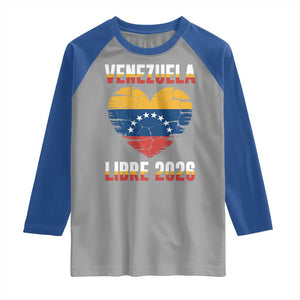 Venezuela Libre 2026 Raglan Shirt Venezuelan Flag Heart Freedom and National Pride TS02 Sport Gray Royal Print Your Wear