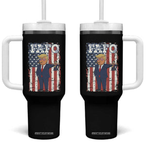 Funny Trump and Maduro Captured Cartoon Graphic Tumbler With Handle American Flag Dictator Political Satire Meme TS02 One Size: 40 oz Black Print Your Wear