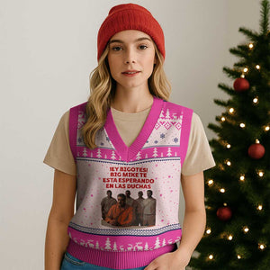 Maduro in Prison Meme Satire V-Neck Knit Sweater Vest Spanish Political Politcal Sarcasm TS02 Hot Pink Print Your Wear