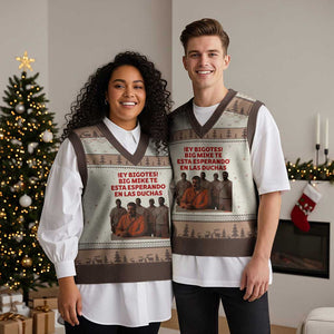 Maduro in Prison Meme Satire V-Neck Knit Sweater Vest Spanish Political Politcal Sarcasm TS02 Mocha Mousse Print Your Wear
