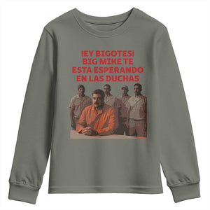 Maduro in Prison Meme Satire Youth Sweatshirt Spanish Political Politcal Sarcasm TS02 Military Green Print Your Wear