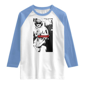 Wasted Maduro Meme Raglan Shirt Dictators Downfall Political Satire GTA Style TS02 White Carolina Blue Print Your Wear