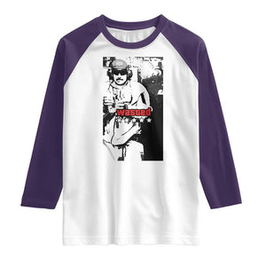 Wasted Maduro Meme Raglan Shirt Dictators Downfall Political Satire GTA Style TS02 White Purple Print Your Wear