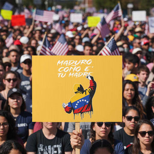 Maduro Cono e Tu Madre Protest Sign Venezuelan Protest Graffiti Graphic TS02 Horizontal 18" × 24" Yellow Print Your Wear