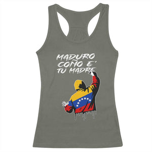 Maduro Cono e Tu Madre Racerback Tank Top Venezuelan Protest Graffiti Graphic TS02 Military Green Print Your Wear