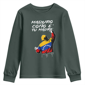 Maduro Cono e Tu Madre Youth Sweatshirt Venezuelan Protest Graffiti Graphic TS02 Dark Forest Green Print Your Wear
