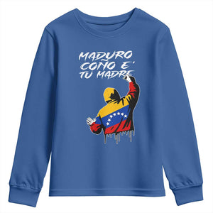 Maduro Cono e Tu Madre Youth Sweatshirt Venezuelan Protest Graffiti Graphic TS02 Royal Blue Print Your Wear