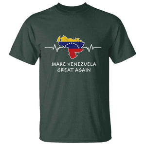 Make Venezuela Great Again T Shirt Patriotic Support Heartbeat Distressed Map Graphic TS02 Dark Forest Green Print Your Wear