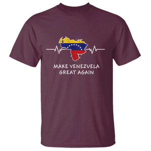 Make Venezuela Great Again T Shirt Patriotic Support Heartbeat Distressed Map Graphic TS02 Maroon Print Your Wear