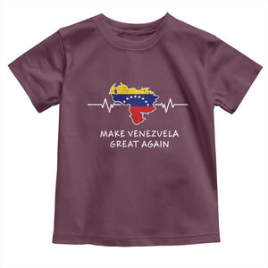 Make Venezuela Great Again Toddler T Shirt Patriotic Support Heartbeat Distressed Map Graphic TS02 Maroon Print Your Wear