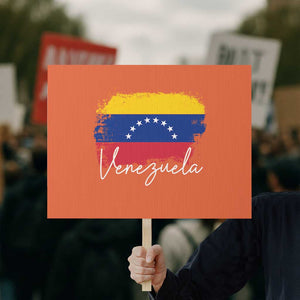 Venezuela Flag Pride Patriotic Protest Sign for Venezuelan Roost TS02 Horizontal 18" × 24" Orange Print Your Wear