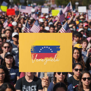 Venezuela Flag Pride Patriotic Protest Sign for Venezuelan Roost TS02 Horizontal 18" × 24" Yellow Print Your Wear