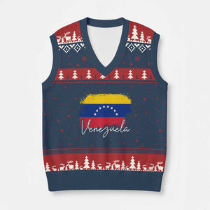 Venezuela Flag Pride Patriotic V-Neck Knit Sweater Vest for Venezuelan Roost TS02 Navy Red Print Your Wear