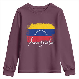 Venezuela Flag Pride Patriotic Youth Sweatshirt for Venezuelan Roost TS02 Maroon Print Your Wear