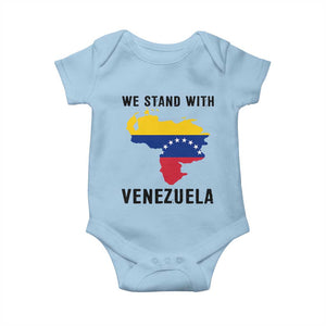 We Stand With Venezuela Baby Onesie Venezuelan Flag Unity Graphic TS02 Light Blue Print Your Wear