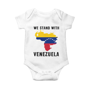 We Stand With Venezuela Baby Onesie Venezuelan Flag Unity Graphic TS02 White Print Your Wear
