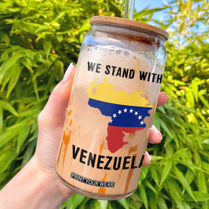 We Stand With Venezuela Glass Can Venezuelan Flag Unity Graphic TS02 White Print Your Wear