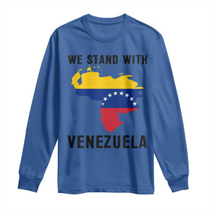We Stand With Venezuela Long Sleeve Shirt Venezuelan Flag Unity Graphic TS02 Royal Blue Print Your Wear