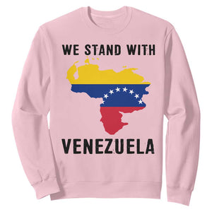 We Stand With Venezuela Sweatshirt Venezuelan Flag Unity Graphic TS02 Light Pink Print Your Wear