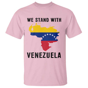 We Stand With Venezuela T Shirt Venezuelan Flag Unity Graphic TS02 Light Pink Print Your Wear