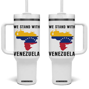 We Stand With Venezuela Tumbler With Handle Venezuelan Flag Unity Graphic TS02 One Size: 40 oz White Print Your Wear